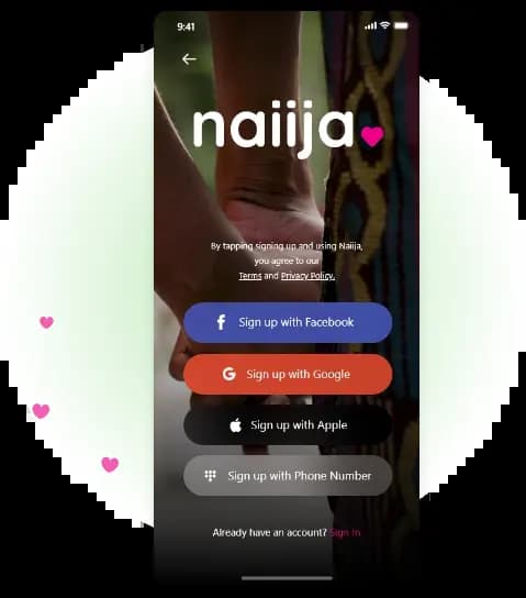 Naiija Sign Up Screen